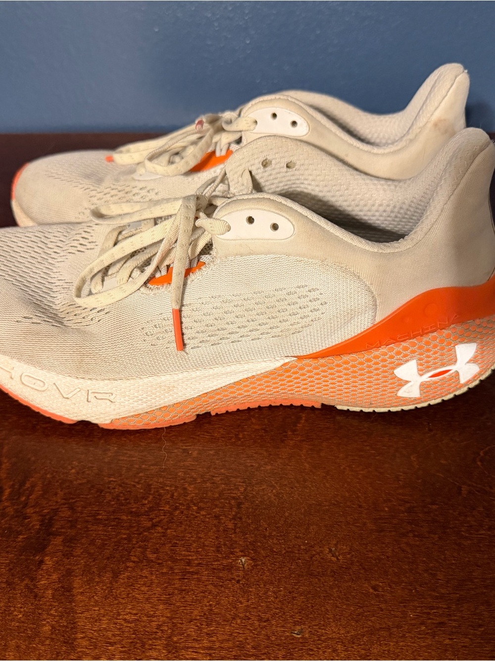 Under Armour  Cream and Orange Athletic Sneakers